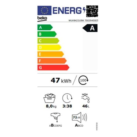 lave-linge hublot 8kg beko wuv84221bw
